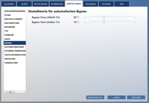 Sommerbypass Einstellungen