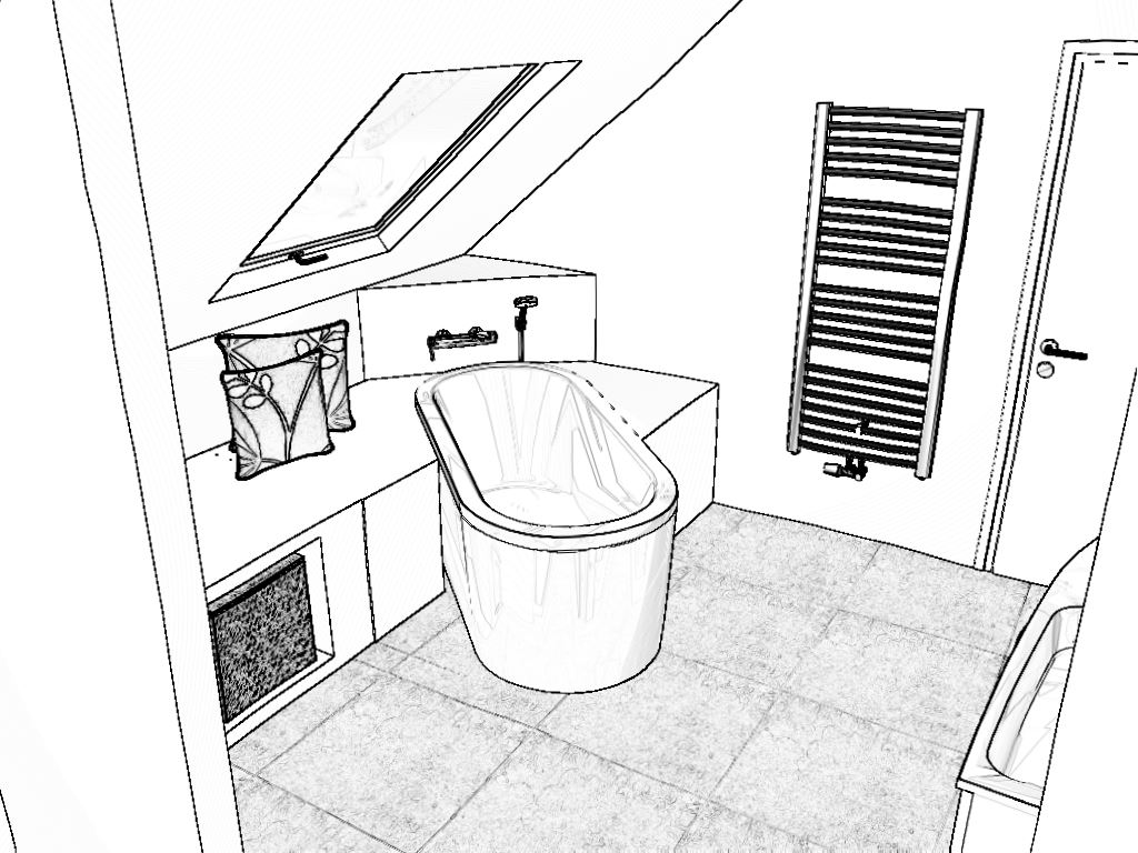 Blick in Richtung Badewanne