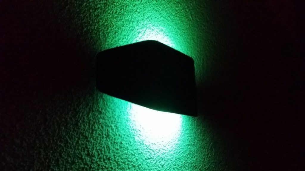 Außenlampe im grünen Detail